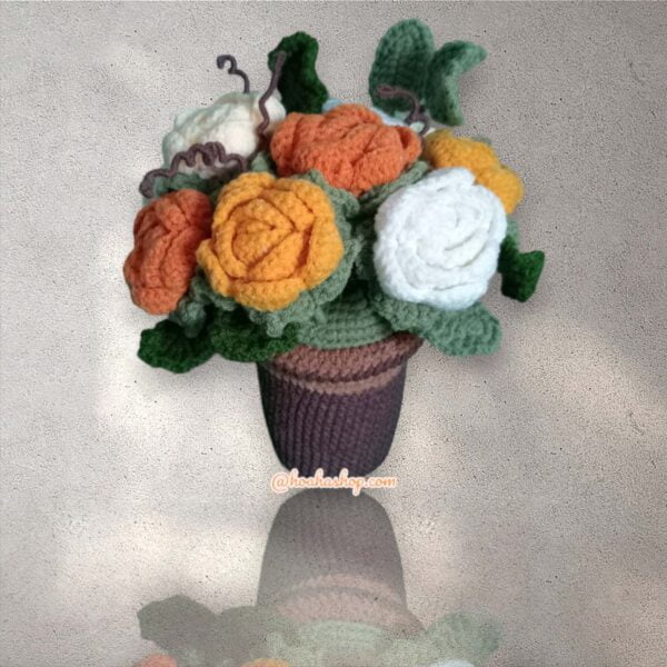 CH-031- Chậu hoa hồng tone vàng