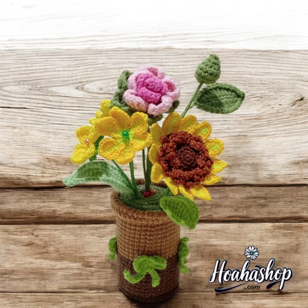 🌼 Chậu Hoa Len Nghệ Thuật – Điểm Nhấn Xinh Xắn Cho Không Gian 🌼