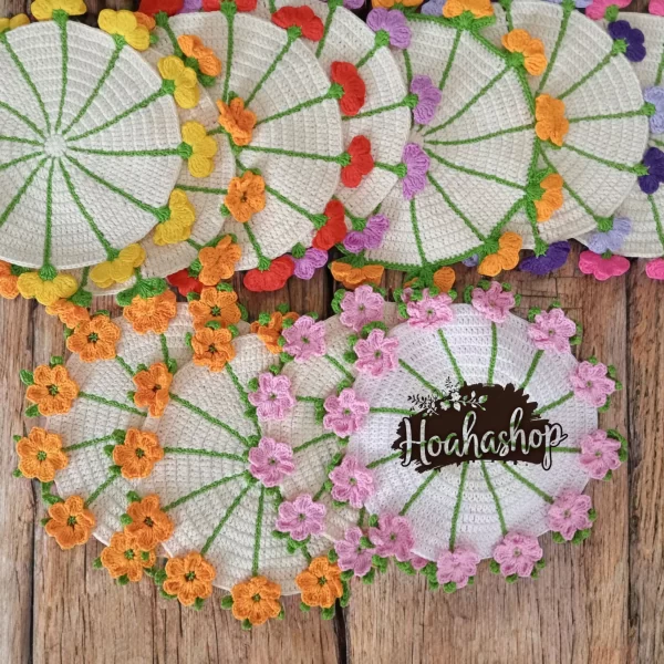 🌸 KHĂN HOA LEN HANDMADE - VIỀN HOA🌸