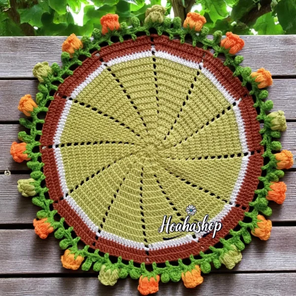 🌟 Khăn Len Handmade 24cm – Viền Hoa Độc Đáo, Cực Chill 🌟