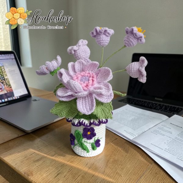 🌼 Chậu hoa len handmade – Thiết kế độc quyền Hoahashop🌼