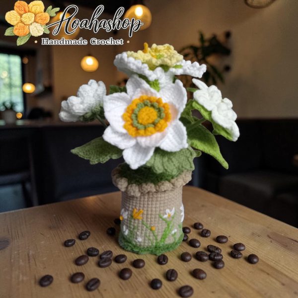 🌼 Chậu hoa len handmade – Thiết kế độc quyền Hoahashop🌼